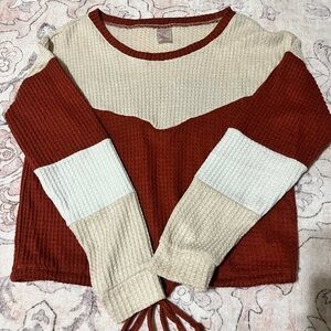 Red and Cream Colorblock Sweater